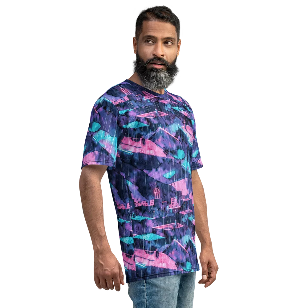 Violet Rooftop Storm on Men's Crew Neck T-Shirt — Right