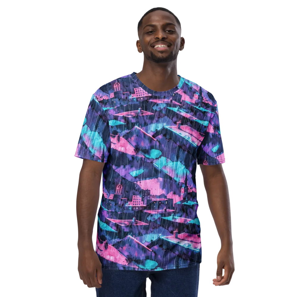 Violet Rooftop Storm on Men's Crew Neck T-Shirt — Front
