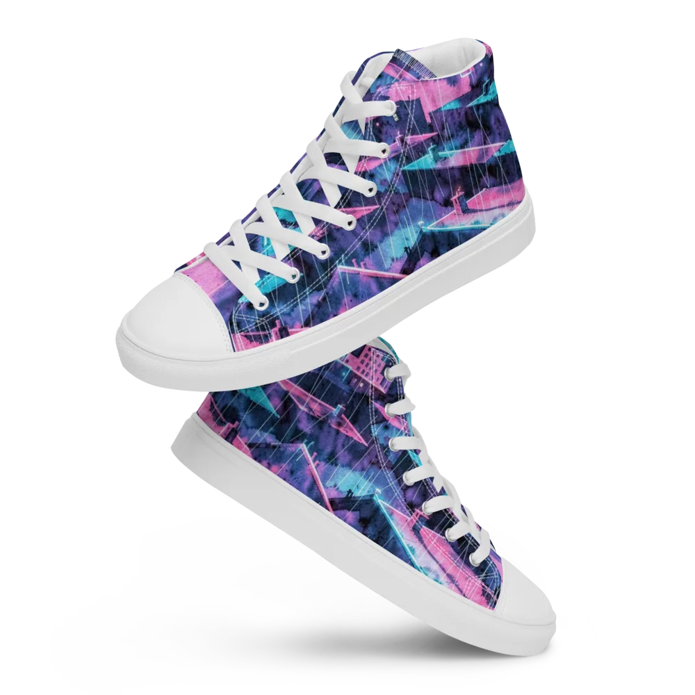 Violet Rooftop Storm on Men's High Top Canvas Shoes — Front