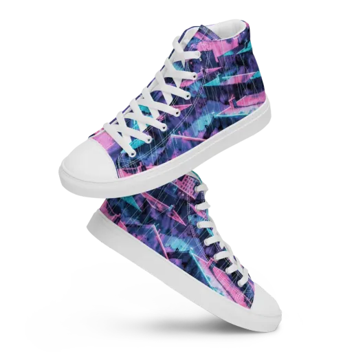 Violet Rooftop Storm on Men's High Top Canvas Shoes