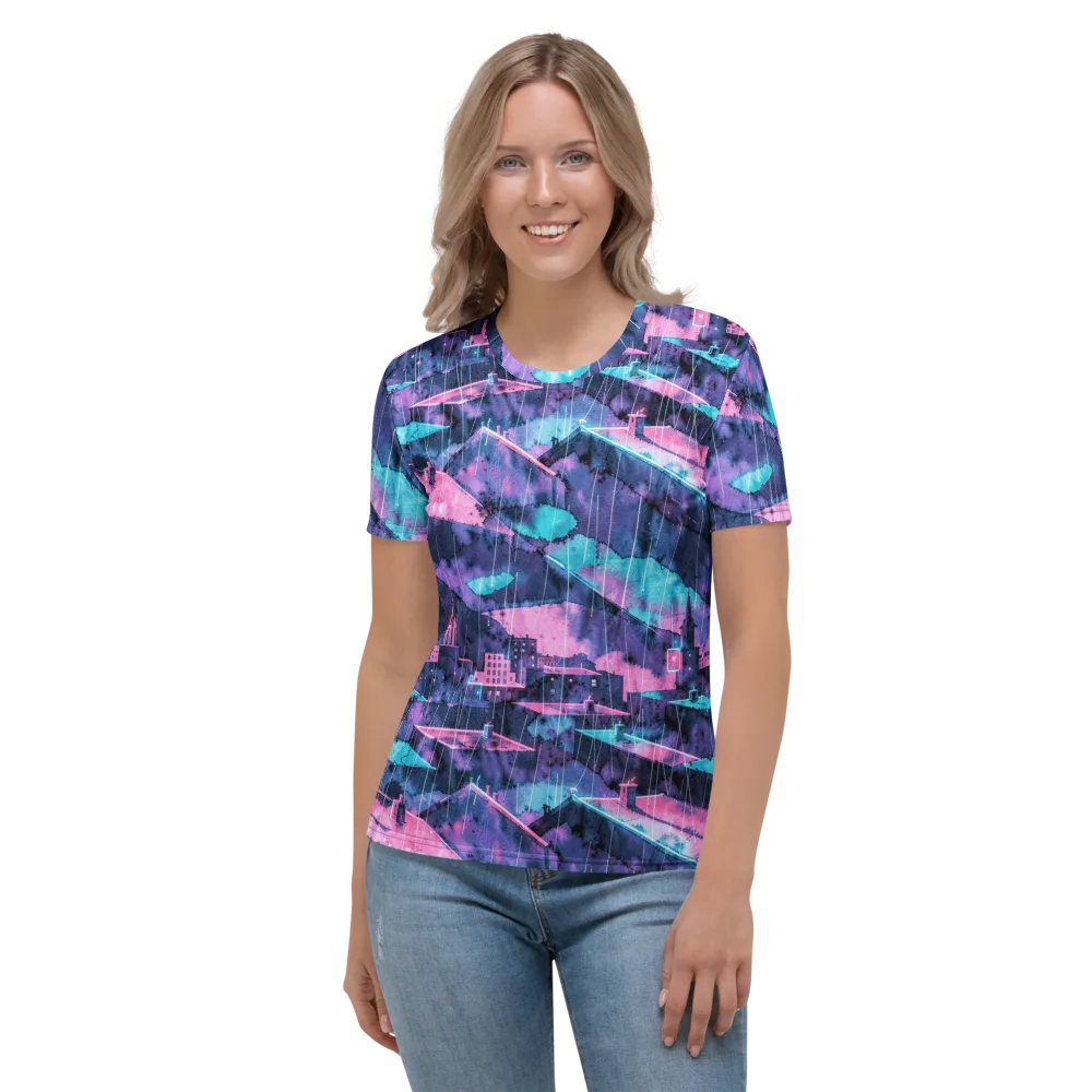 Violet Rooftop Storm on Women's Crew Neck T-Shirt — Front