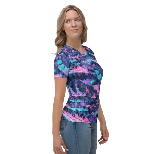 Violet Rooftop Storm on a Women's Crew Neck T-Shirt