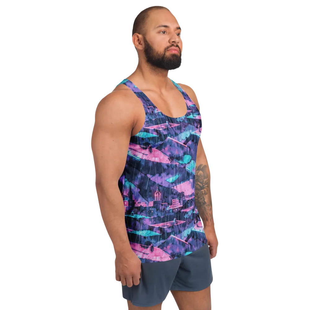 Violet Rooftop Storm on Men's Tank Top — Right Front