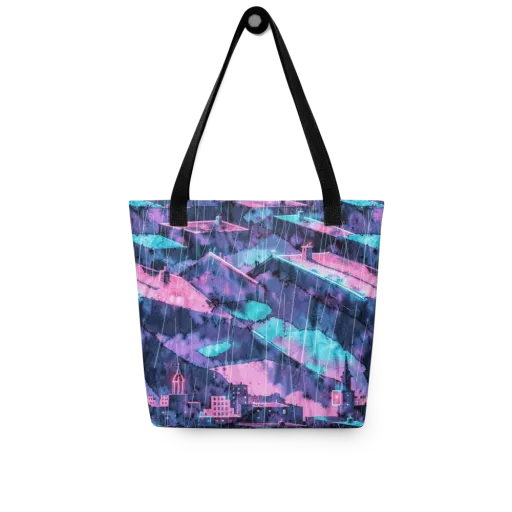Violet Rooftop Storm on a Tote Bag
