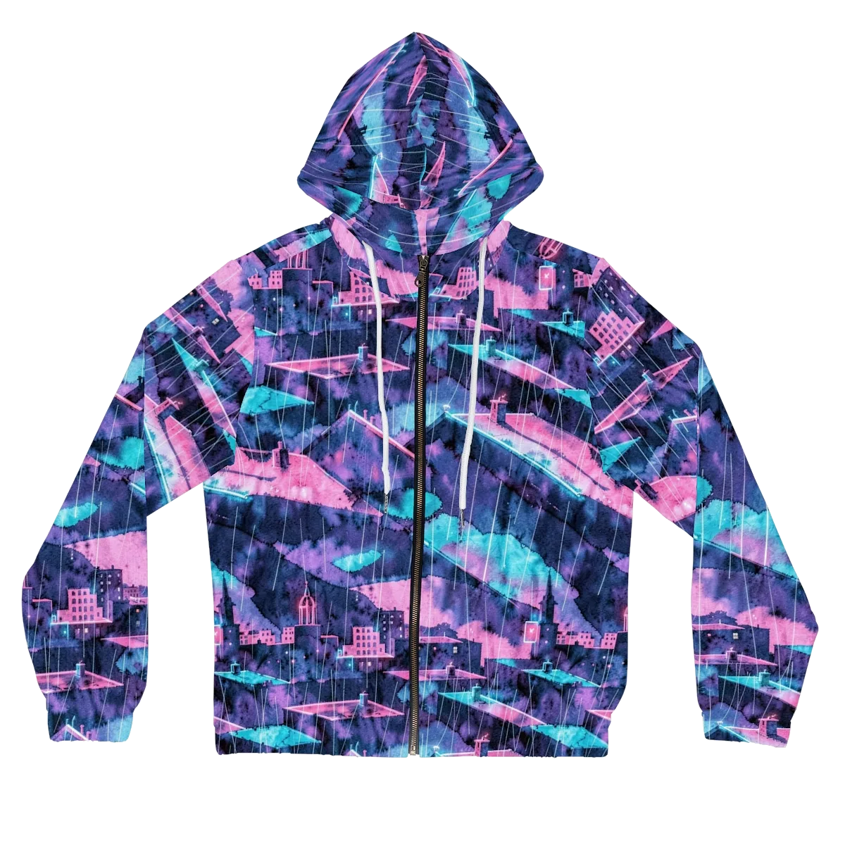 Violet Rooftop Storm on Women's Full-Zip Hoodie — Front