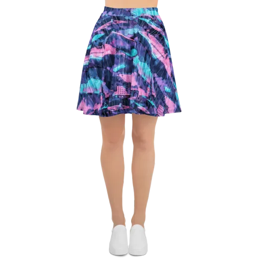 Violet Rooftop Storm on a Skater Skirt