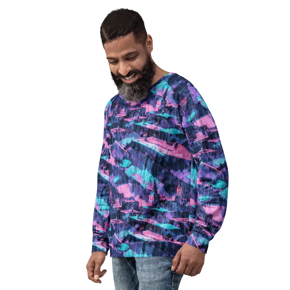 Violet Rooftop Storm on Sweatshirt — Left Front