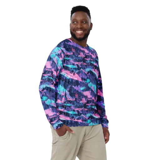 Violet Rooftop Storm on a Sweatshirt