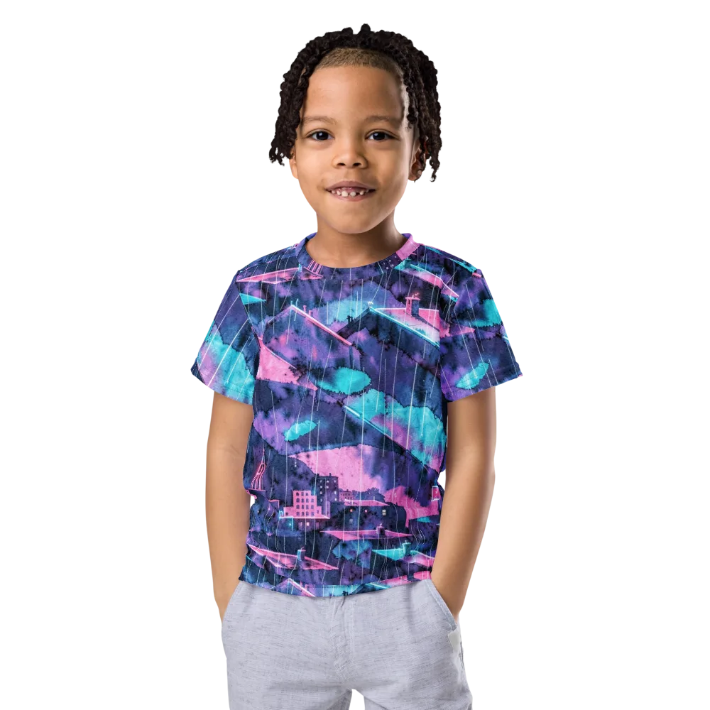 Violet Rooftop Storm on Kids Crew Neck T-Shirt — Front