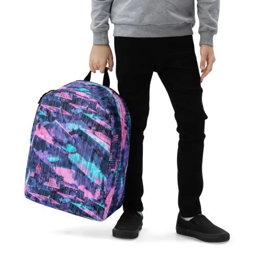Violet Rooftop Storm on a Minimalist Backpack