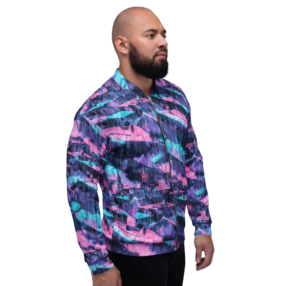 Violet Rooftop Storm on Bomber Jacket — Right