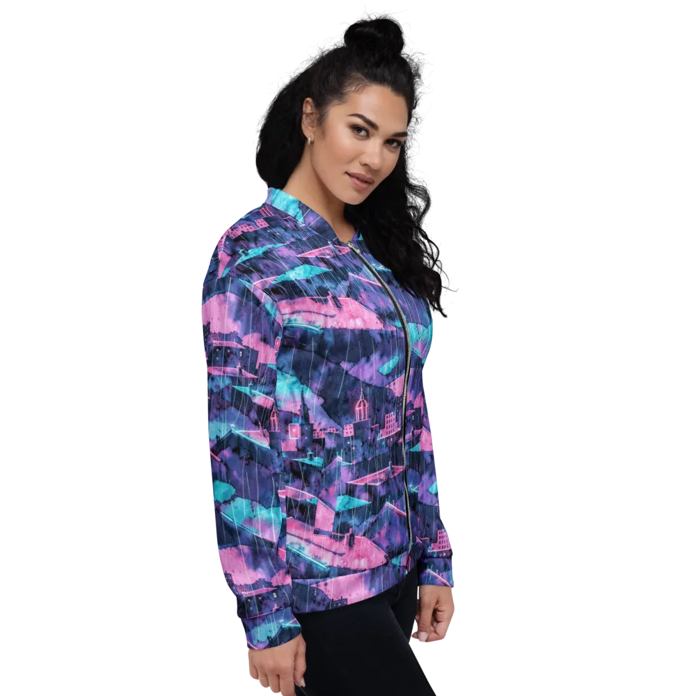 Violet Rooftop Storm on Bomber Jacket — Right