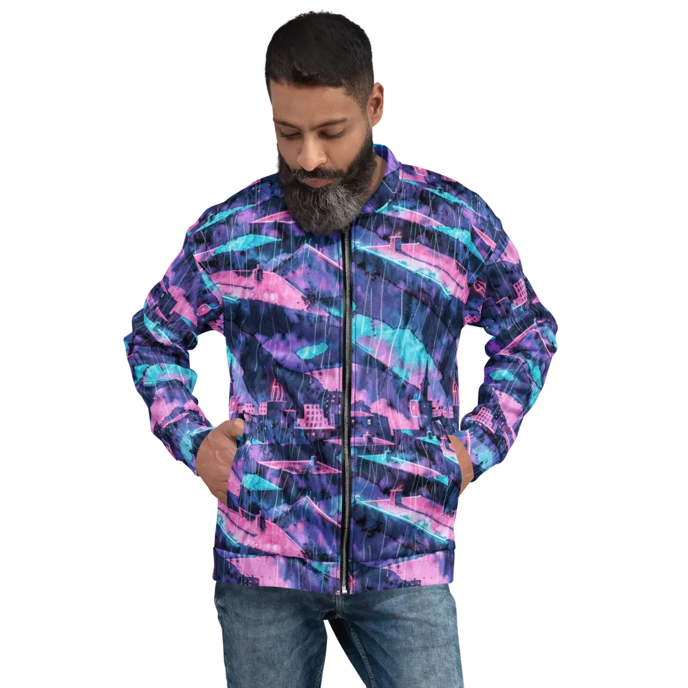 Violet Rooftop Storm on Bomber Jacket — Front