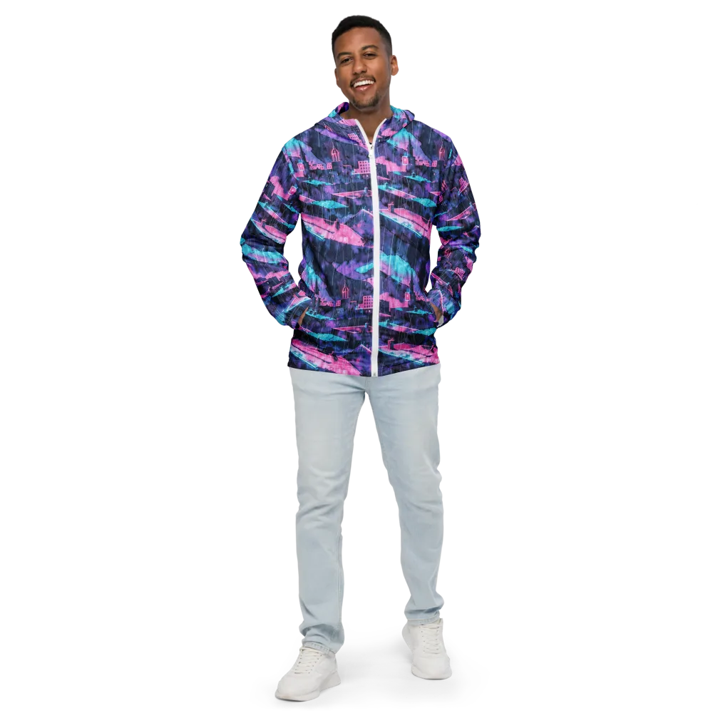 Violet Rooftop Storm on Men's Windbreaker — Front