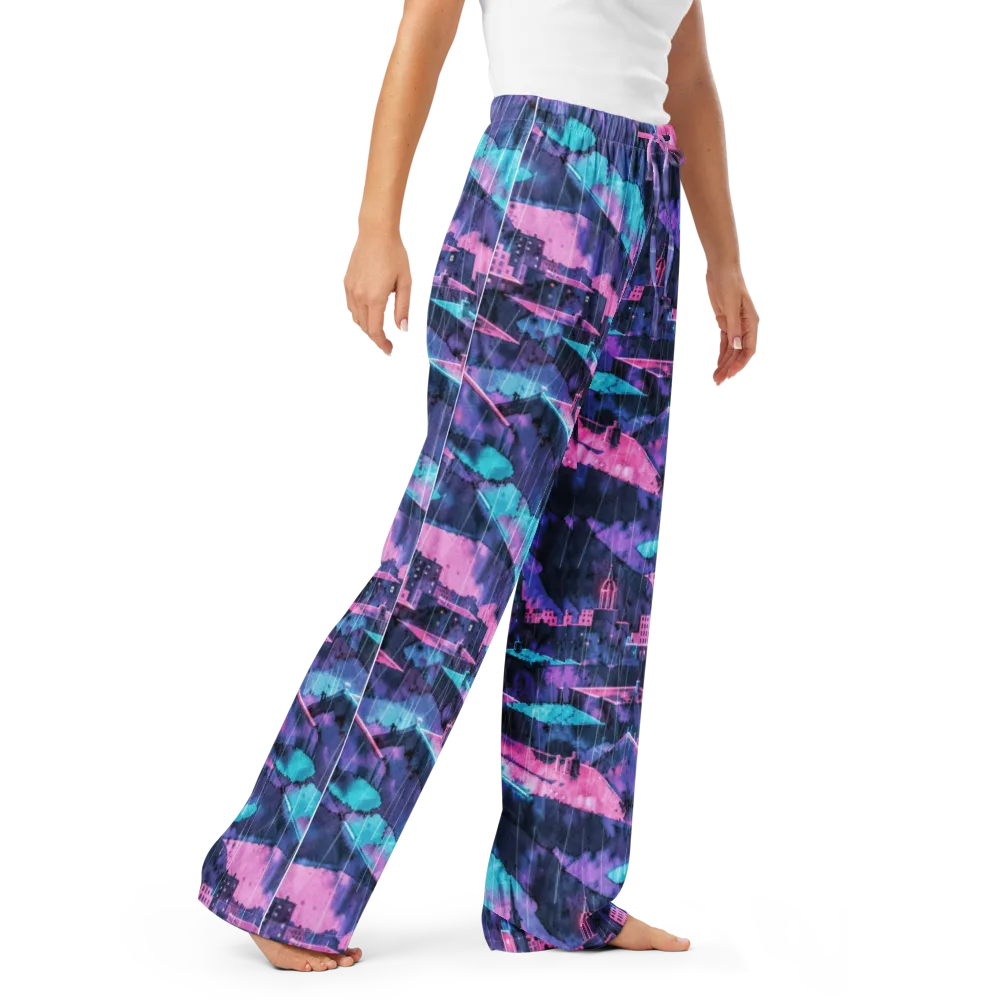 Violet Rooftop Storm on Women's Pajama Pants — Right Front