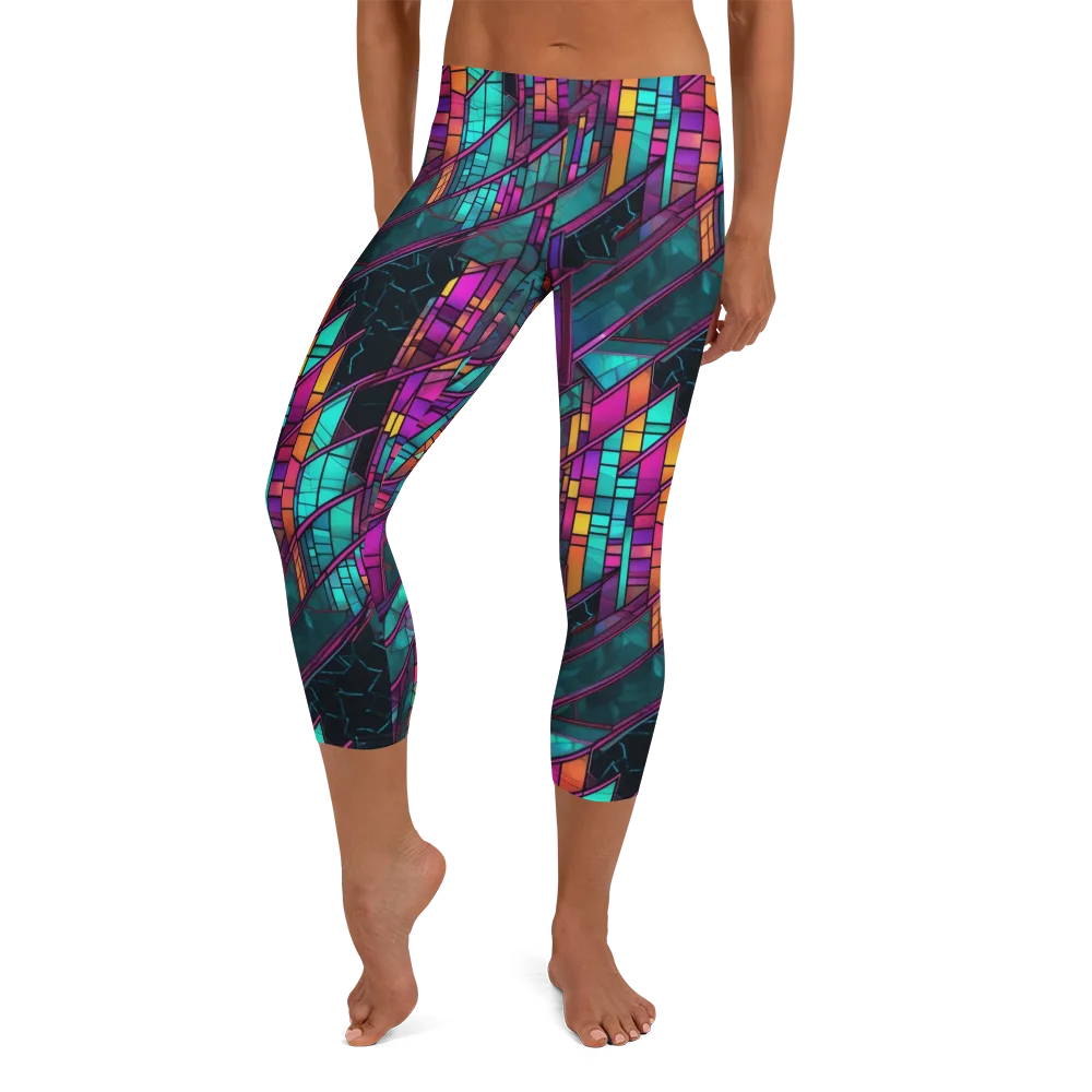 Electric Rose Window on Capri Leggings — Front