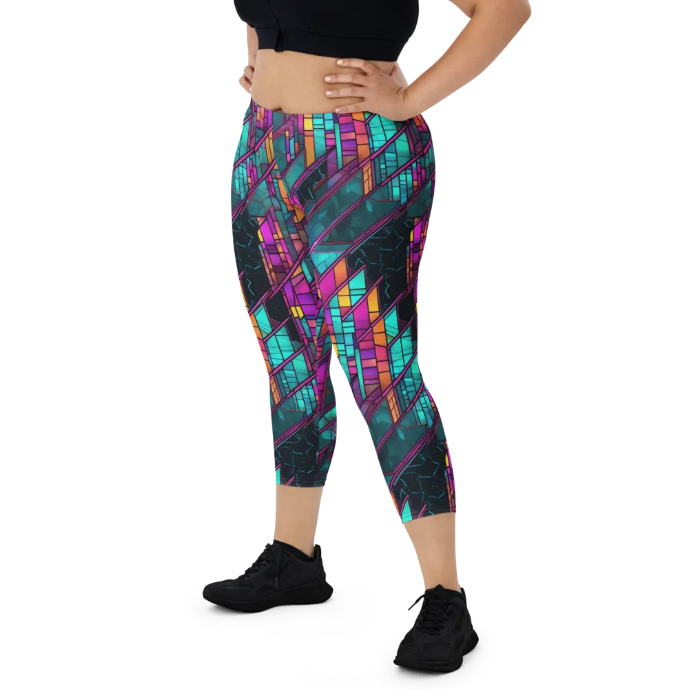 Electric Rose Window on Capri Leggings — Front