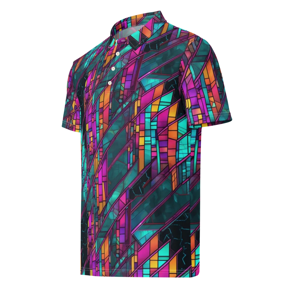 Electric Rose Window on Men's Slim Fit Polo Shirt — Left Front