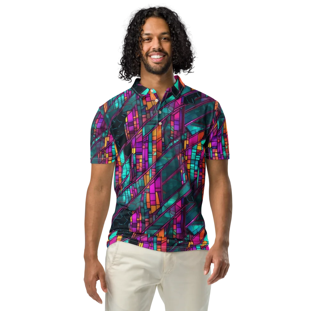 Electric Rose Window on Men's Slim Fit Polo Shirt — Front
