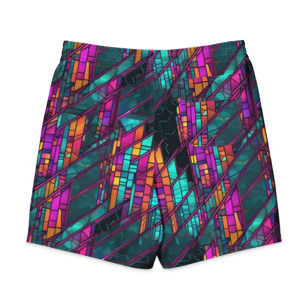 Electric Rose Window on Men's Board Shorts — Back