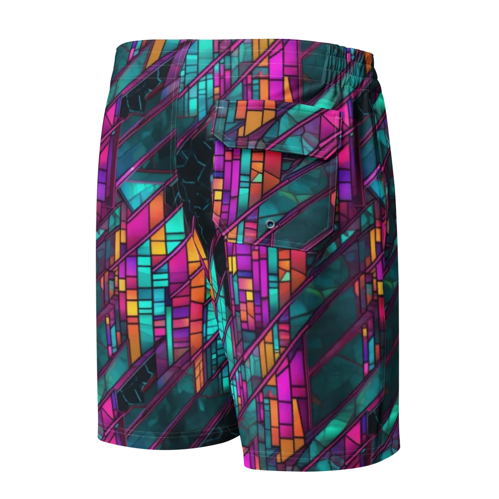 Electric Rose Window on Men's Board Shorts — Back