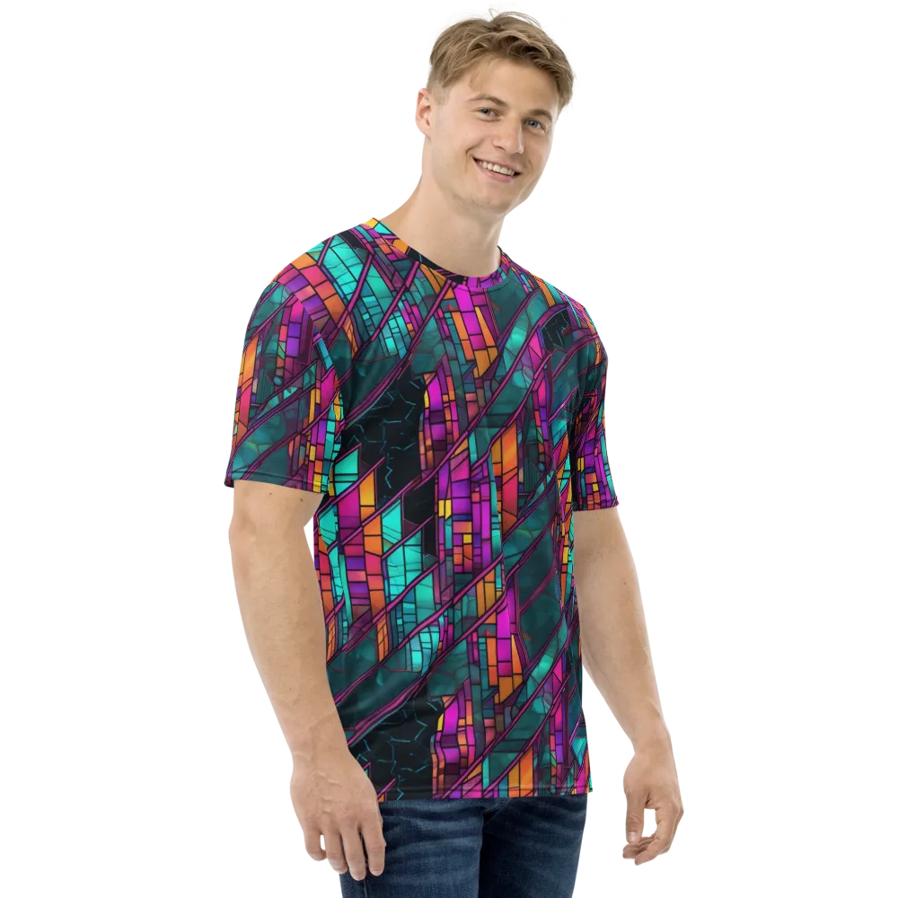 Electric Rose Window on Men's Crew Neck T-Shirt — Right