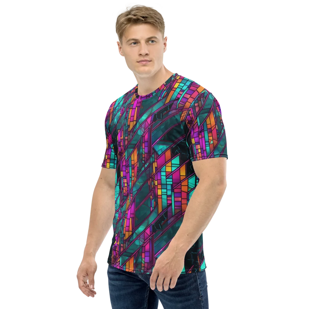 Electric Rose Window on Men's Crew Neck T-Shirt — Left