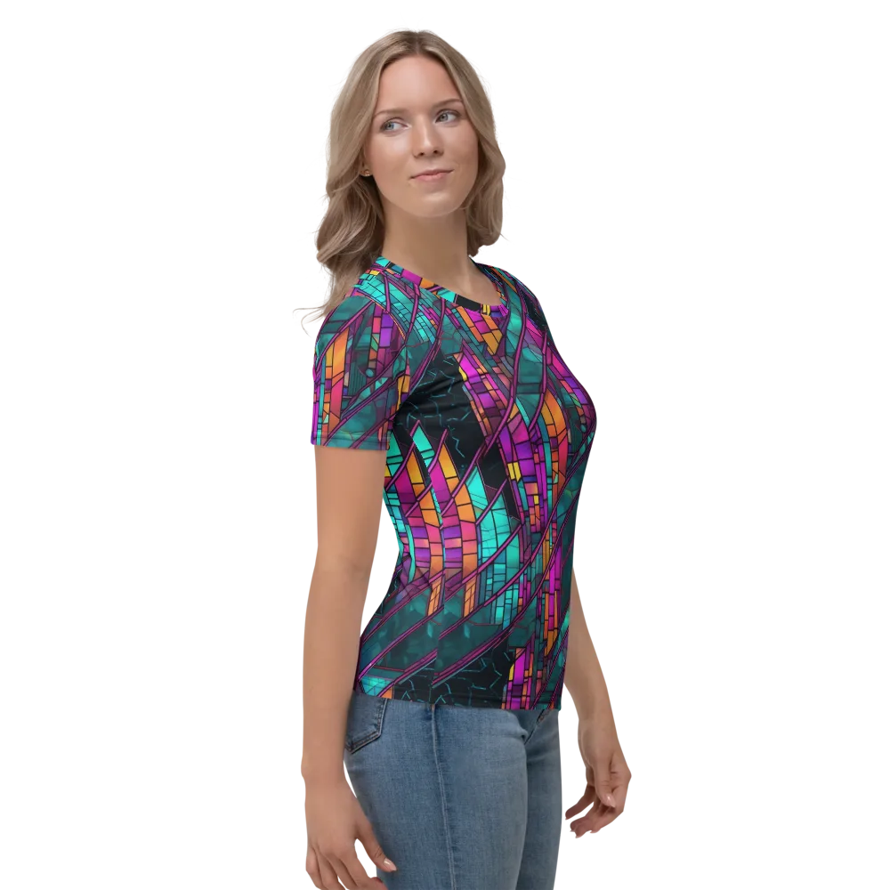 Electric Rose Window on Women's Crew Neck T-Shirt — Right