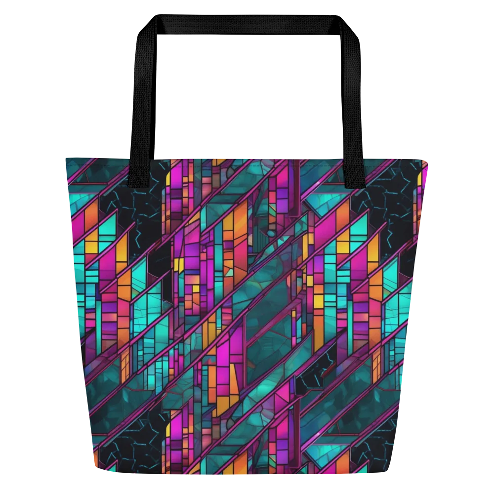 Electric Rose Window on Large Tote Bag W/ Pocket — Front