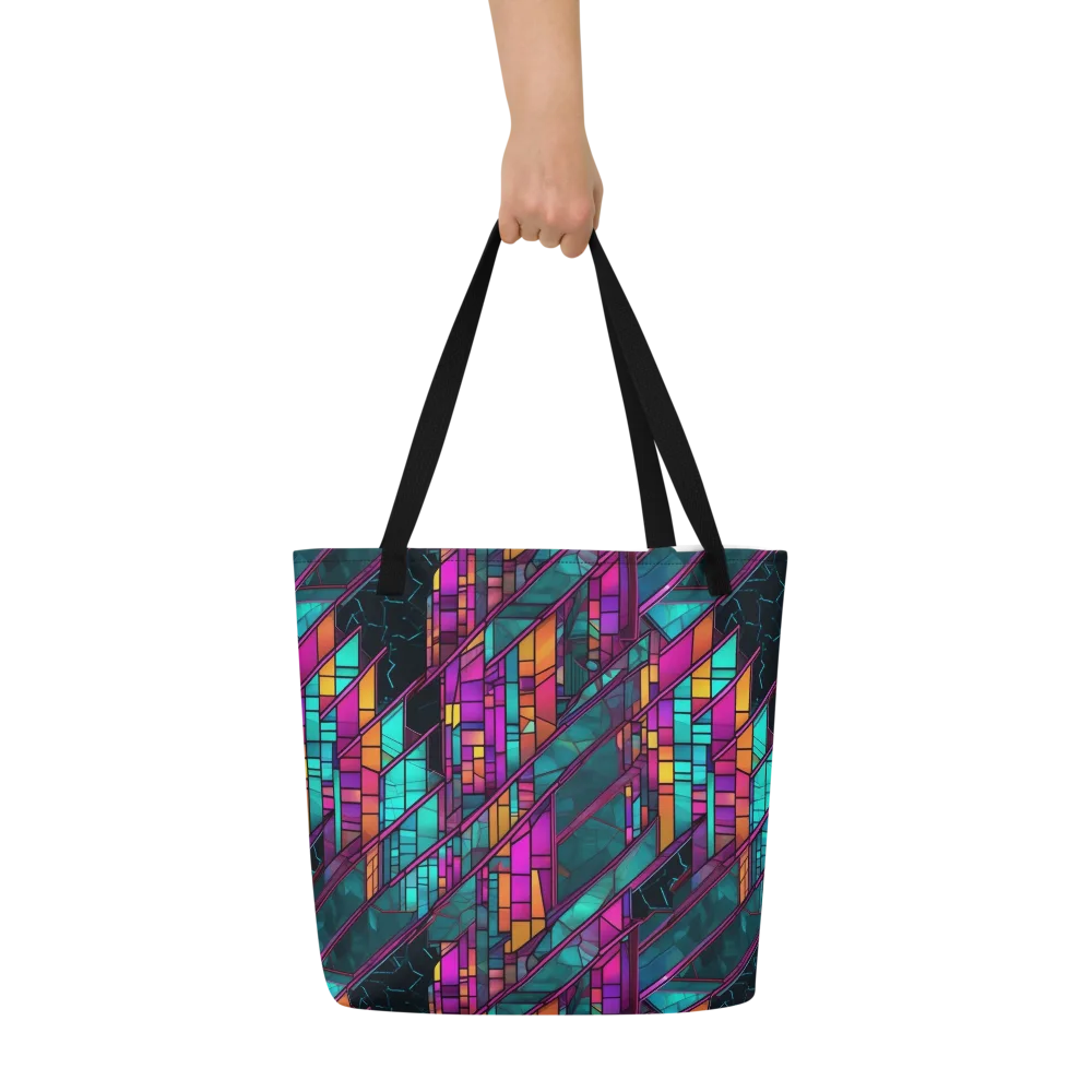 Electric Rose Window on Large Tote Bag W/ Pocket — Front