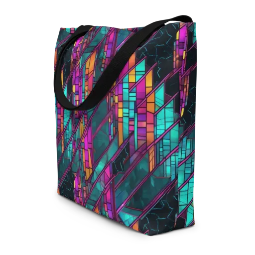 Electric Rose Window on a Large Tote Bag W/ Pocket