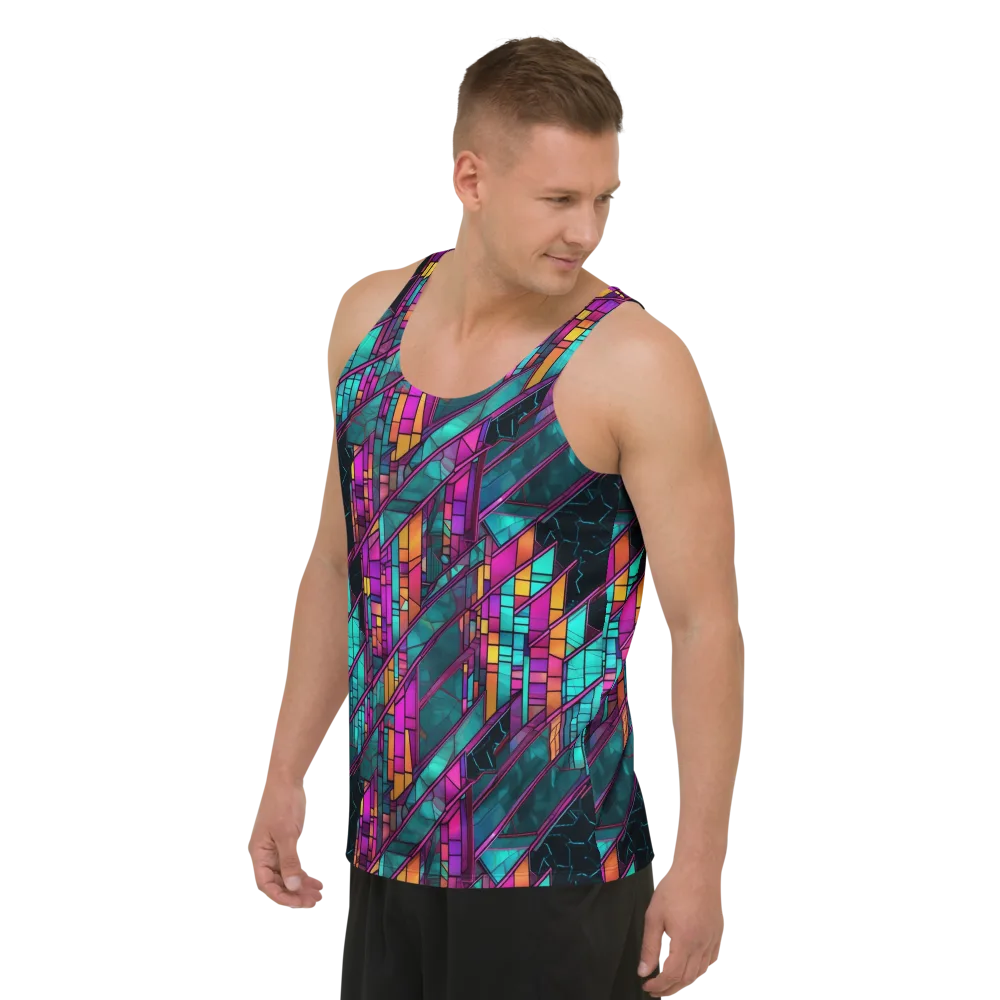 Electric Rose Window on Men's Tank Top — Left Front