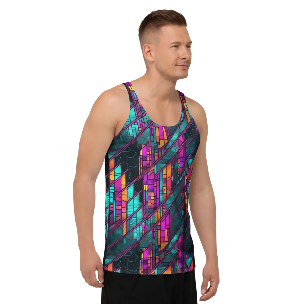 Electric Rose Window on Men's Tank Top — Right Front