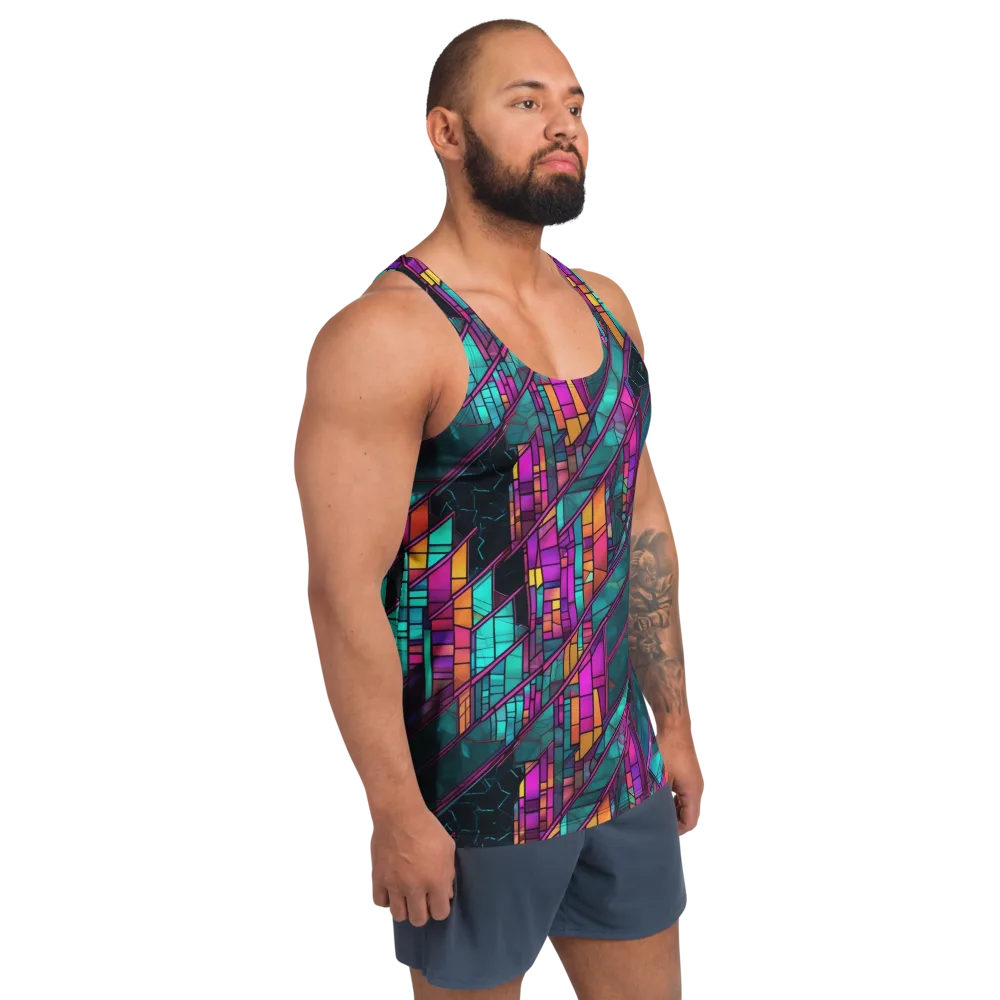 Electric Rose Window on Men's Tank Top — Right Front