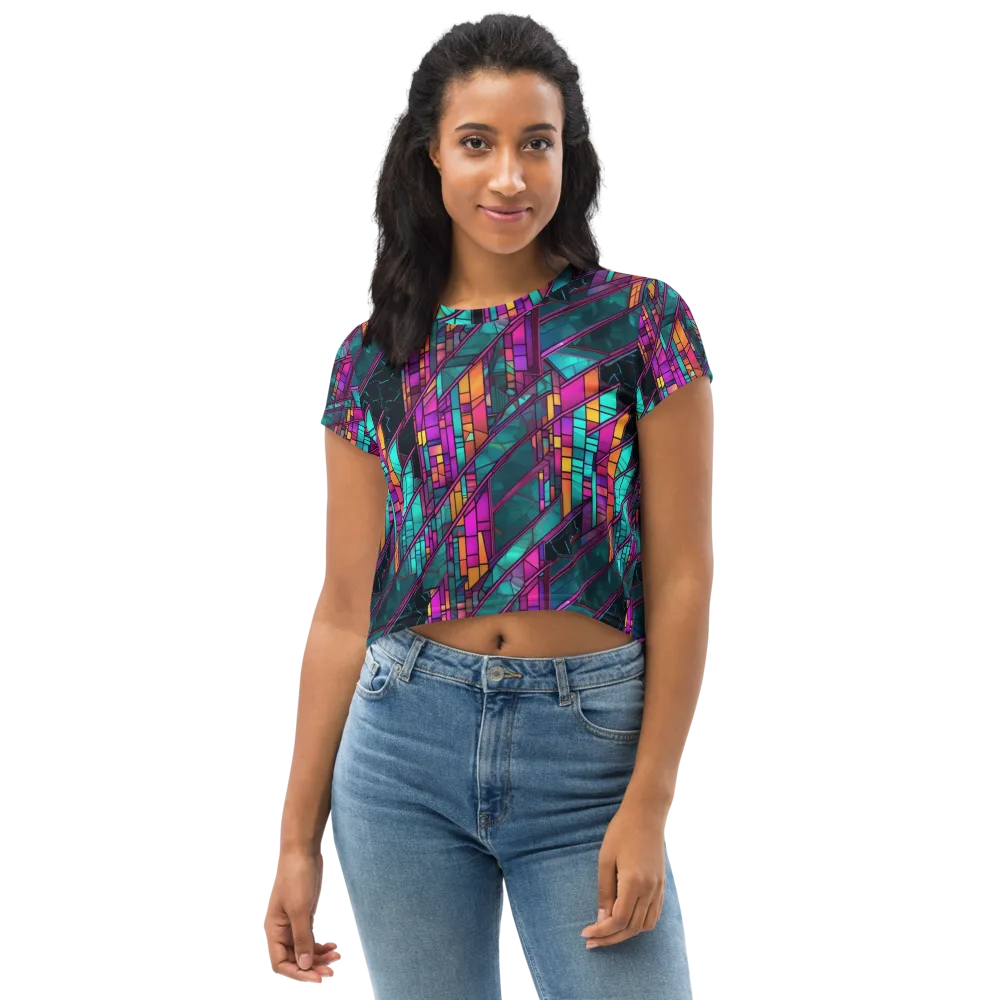 Electric Rose Window on Crop Tee — Front