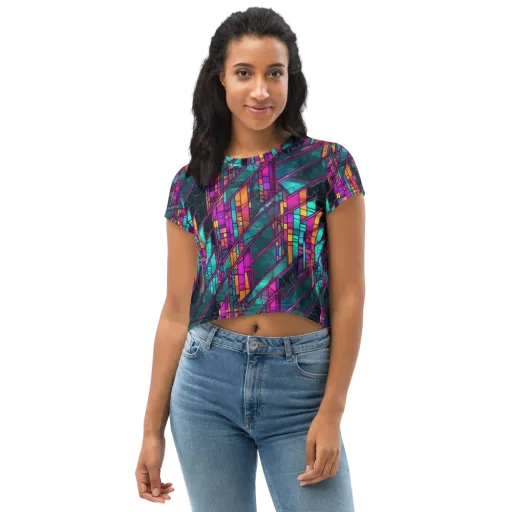 Electric Rose Window on a Crop Tee