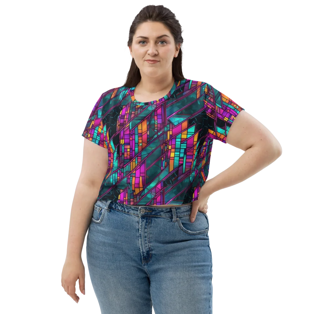 Electric Rose Window on Crop Tee — Front