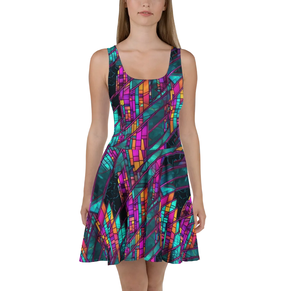 Electric Rose Window on Skater Dress — Front