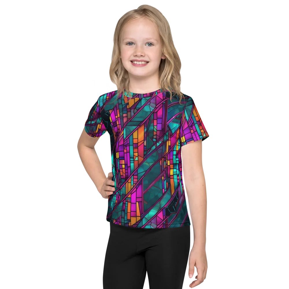 Electric Rose Window on Kids Crew Neck T-Shirt — Front