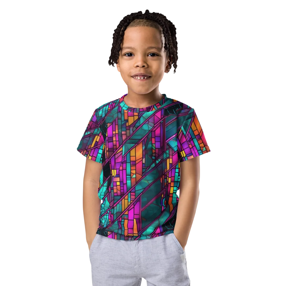 Electric Rose Window on Kids Crew Neck T-Shirt — Front