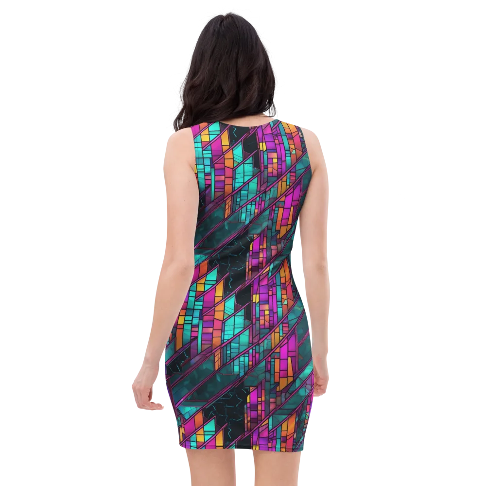 Electric Rose Window on Bodycon Dress — Back