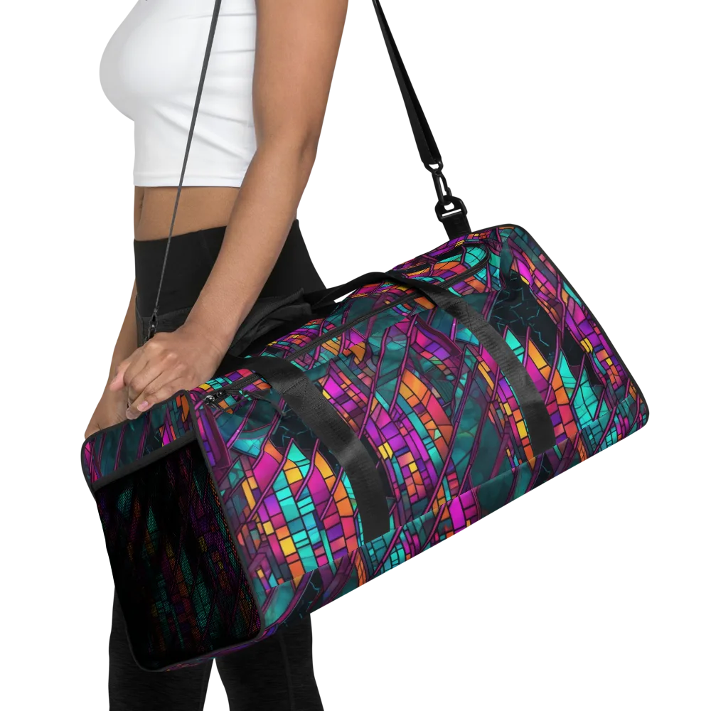 Electric Rose Window on Duffle Bag — Front