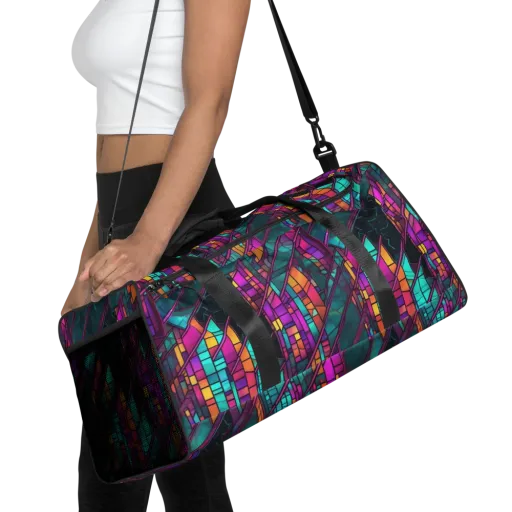 Electric Rose Window on a Duffle Bag