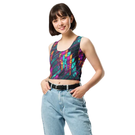 Electric Rose Window on a Crop Top