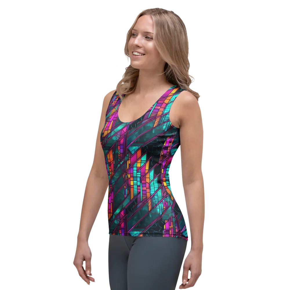 Electric Rose Window on Women's Tank Top — Left Front