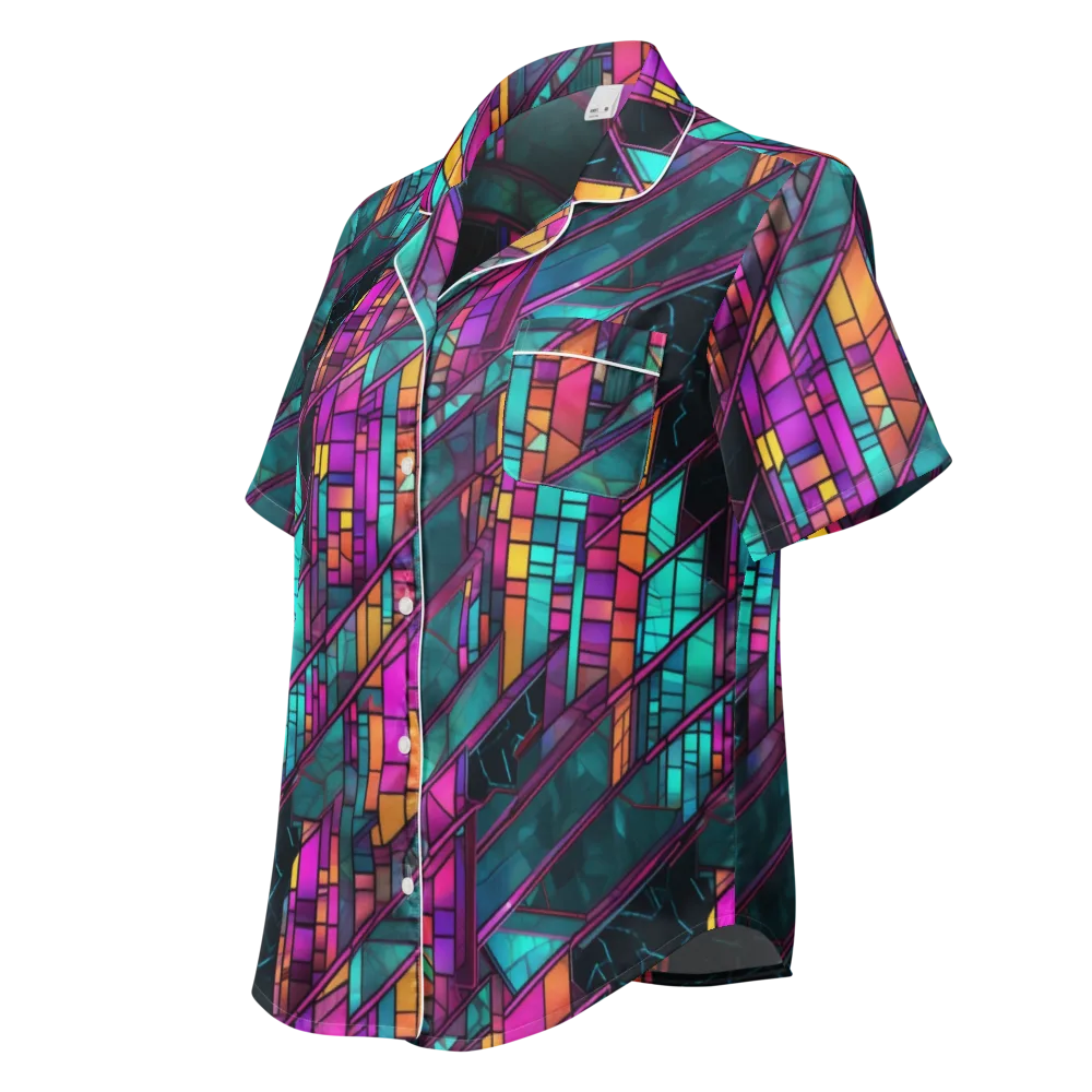 Electric Rose Window on Women's Short Sleeve Pajama Top — Left Front