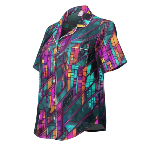 Electric Rose Window on a Women's Short Sleeve Pajama Top