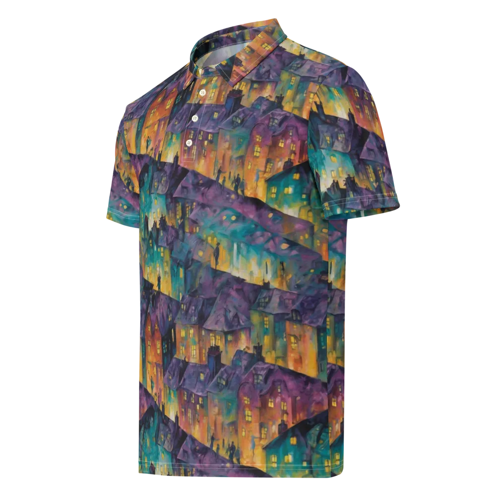 Midnight Rooftops on Men's Slim Fit Polo Shirt — Left Front