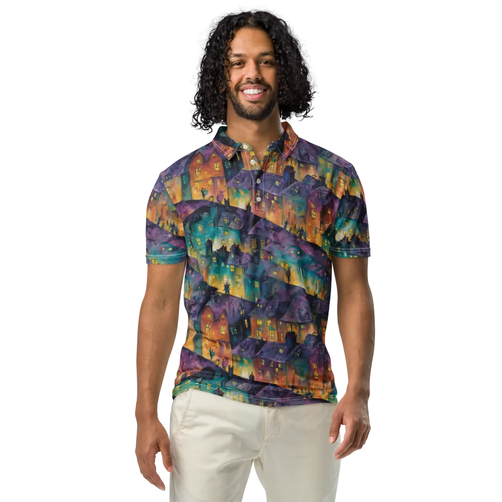 Midnight Rooftops on Men's Slim Fit Polo Shirt — Front