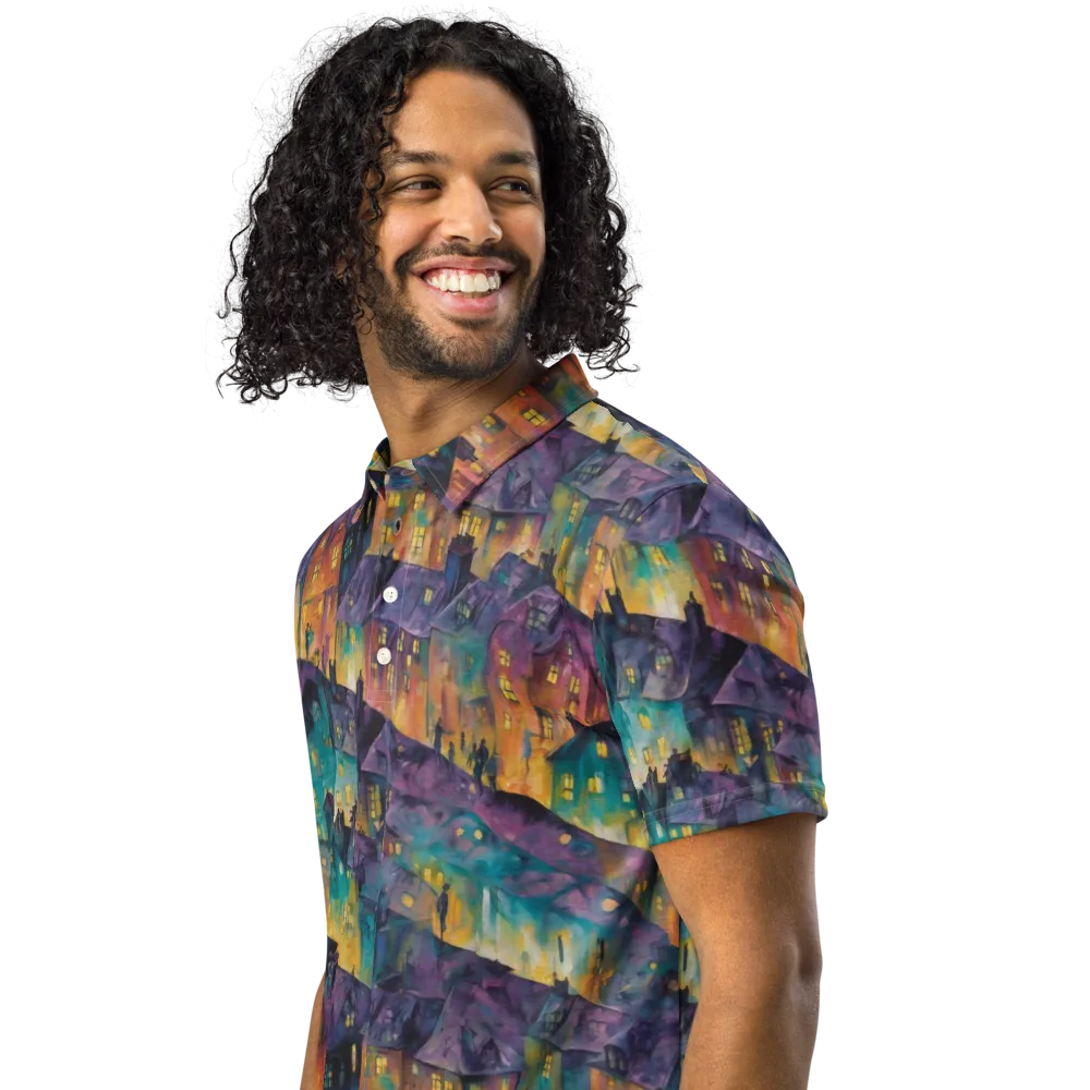 Midnight Rooftops on Men's Slim Fit Polo Shirt — Left Front